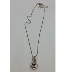 STERLING silver 925 double infinity knot loop swivel swinging cz necklace